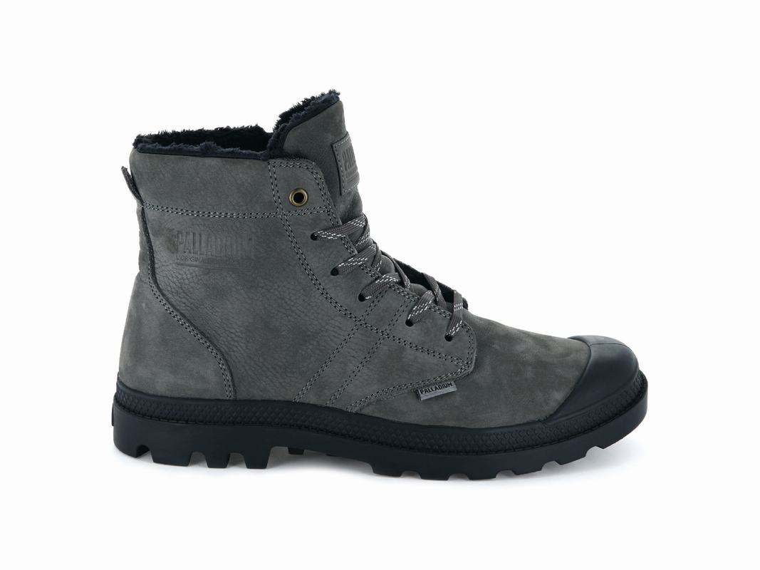 Palladium Pallabrousse Leder S Herren Stiefel Grau/DunkelGrau ||046257-TUM||